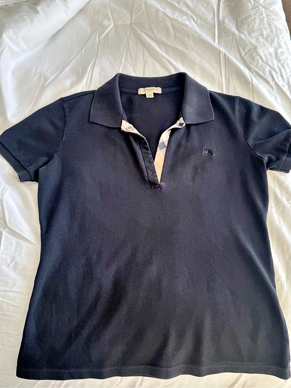 Burberry Short Sleeve Polo in Black Size Medium